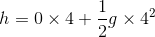h=0 \times 4+\frac{1}{2}g \times {4}^2