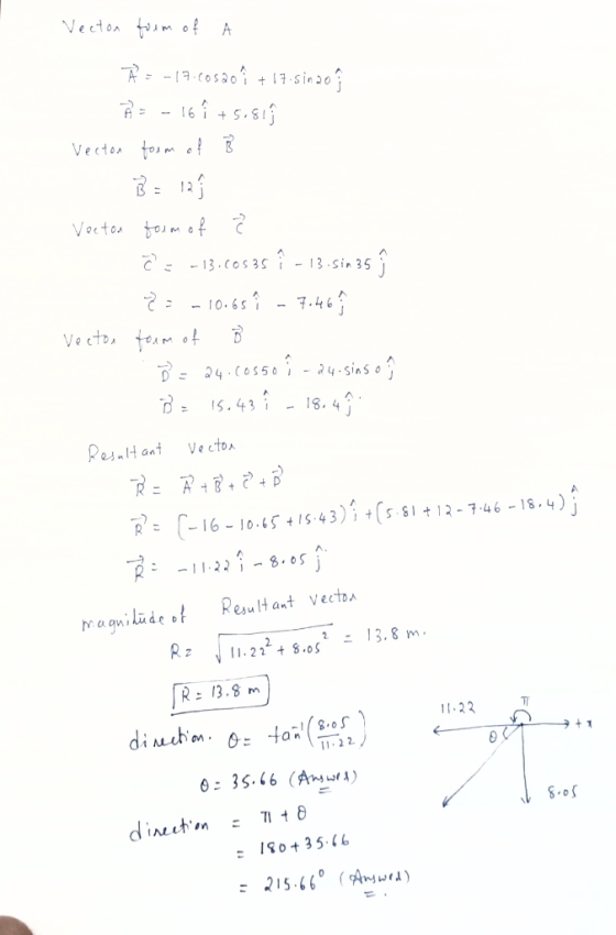 Vecton tmof A Vectes tosme Voetos omof 13-sin 35 10.6s7.46 Vecto teum ot 5 IS. 4313. 4 Resnlt ant Vecton C-16-10.65415.43)s11