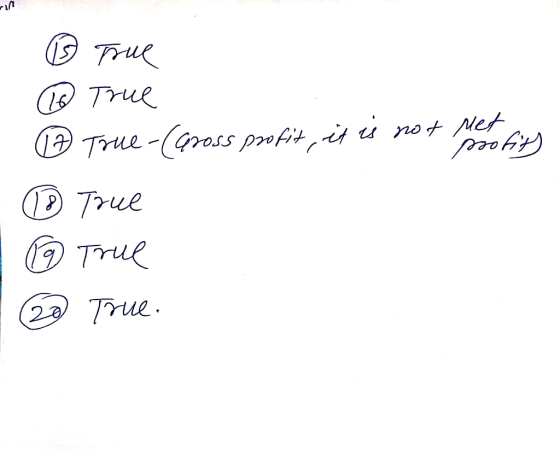 O True 9 True-(Gross profit, it s ns t Met DTrue O True 20 True.
