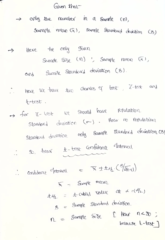 Given thal onby the in a Samrle ncamber Cn), Scumple mean E), Somele Stadawd ckution C) the only given Hexe Samde Sise (n) ,