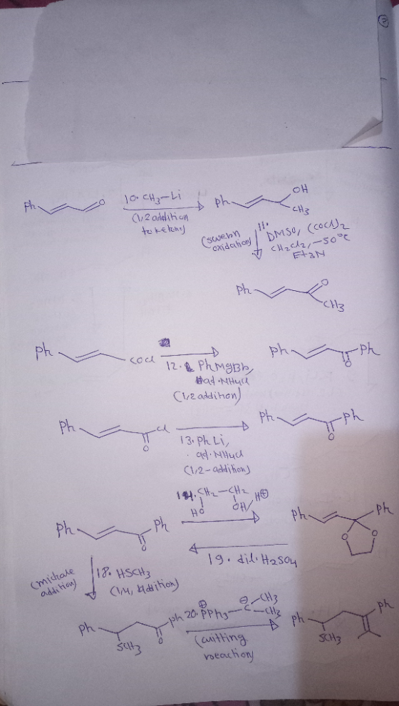 Pho pho ech 10. CH₂-Li (112 addition tiketnej (Sweb oxidations | DMSO, (cocu, t chaclz,~50°c EN -CH3 phy rph coa a 12. Phugbb