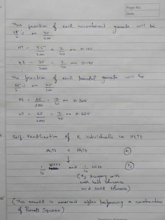 Page No. Date. Thus 35 % fraction of ore 35 each recombinant garmele will be 200 HT - 35 - I on 0.175 200 ho kt - 35 200 - I