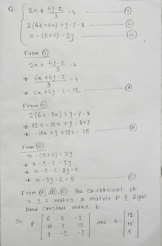 22+ 64-2 = 4 3 2162-5n) ty-7=8 n-(5+2) = 24 11 from 2n+ 6y-Z = 4 on t6y-Z = 4 3 A ontby - 2 =12 From 2162-5n) + y 7=8 ► 122 -