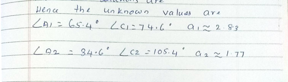 Hence the unknown values are LAI = 65.40 Loi-74.60 a.~ 2.83 LA2 - 34.60 LC2 = 105.4 A 2 ~ 1.77