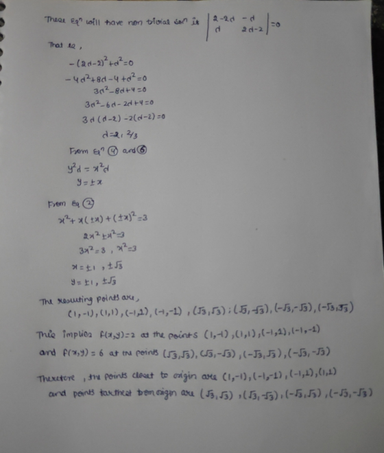These Eqn will have non tivial son it 2-24 d 2d-2 That to, - (20-2²+d²=0 -4d²+8d-4ta²=0 30²_8d+y=0 3012_6d-ad+y=0 3d (8-2) -2