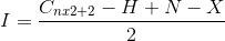 I=\frac{C_{nx2+2}-H+N-X}{2}