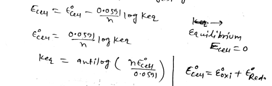 Ещ = €ая — о-обl trа kеn єм - о-оқ9) Ivg en lеар — Equilibrium : Erenzo Rea = antilog ( necely ) I o • o 9) ) | Ecen= Eixit t