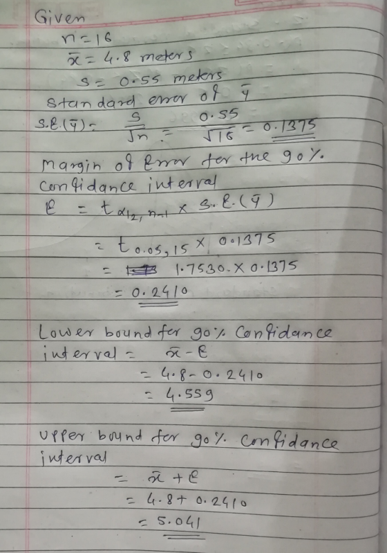Givem 4.8 neter standard emer-or-y CO. 6 Com fidance intesyal 0.21 Lower bound fer 90% confidance -4.8-0: 2410 - 4.S5o inse v