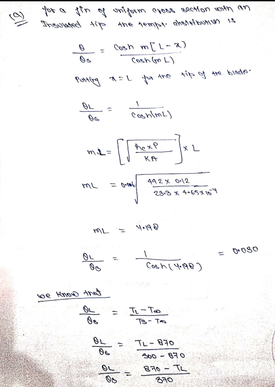 ( 9 ) рот fin of uniform cross section with an Хоос AP Ahе hеmѕ. 13 6 . Cash mal-a) Cosh (L tip of the blade putting dal for