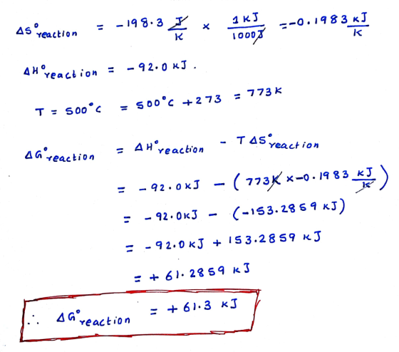 98.3 oo03 = Ан. -T AS react ion reaction -92.0«J + 153.2859 KJ z+61.3 KJ reaction