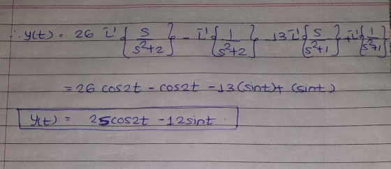 .y(t): 26 Id LIII 2 13eds Ladin 5242 J (52+2 (3+1 800 = 26 cosat - cost-13 (sint)+ (sint) 90 = 2500szt -12sipt.