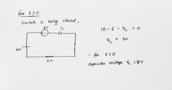 for too Switch is being closed, 6V ci 10-6-vc HL VCI 4V lov for too 21 Capacitor voltage Vci =40