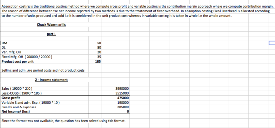 Absorption costing is the traditional costing method where we compute gross profit and variable costing is the contribution m