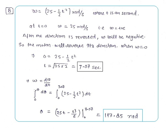 rads wheet is an secand. at teo L = 25 rods te 60 = tve After the direchan is revensed, w will be negatie. So the motan will