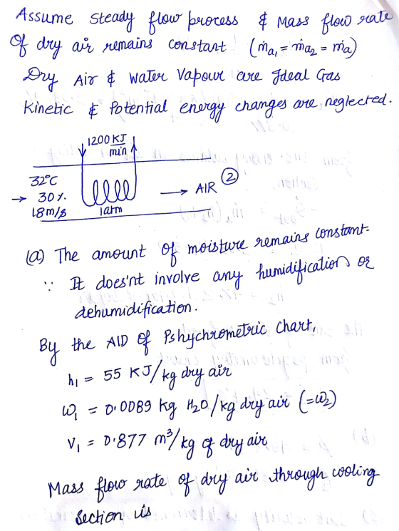 & Mass flow rate Assume Steady flow process of dry air remains constant (ma, = maz = ma) Dry Air & Water Vapowe are Jdeal Gra
