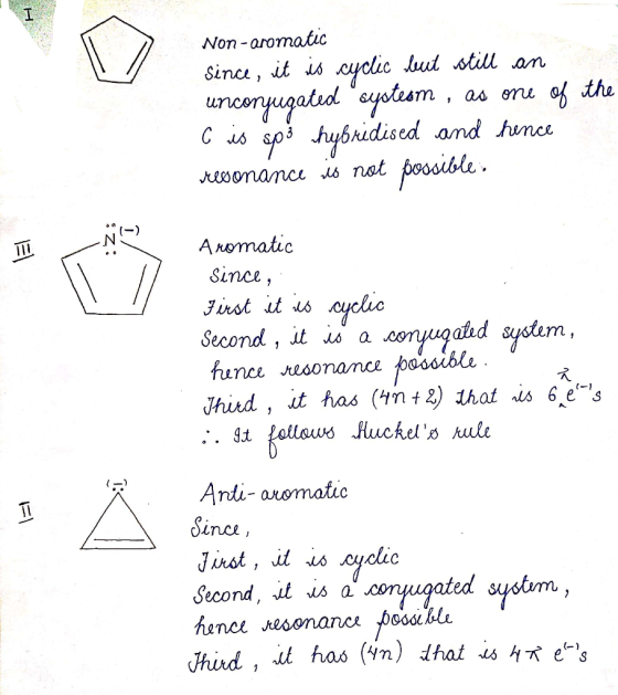 Non-aromatic since, it is cyclic but still an unconjugated systesm , as one of the C is sp; hybridised and hence resonance is