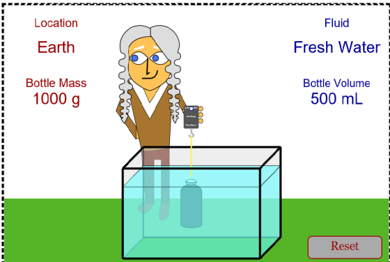 Location Fluid Earth Fresh Water Bottle Mass 1000 g Bottle Volume 500 mL 000 Reset