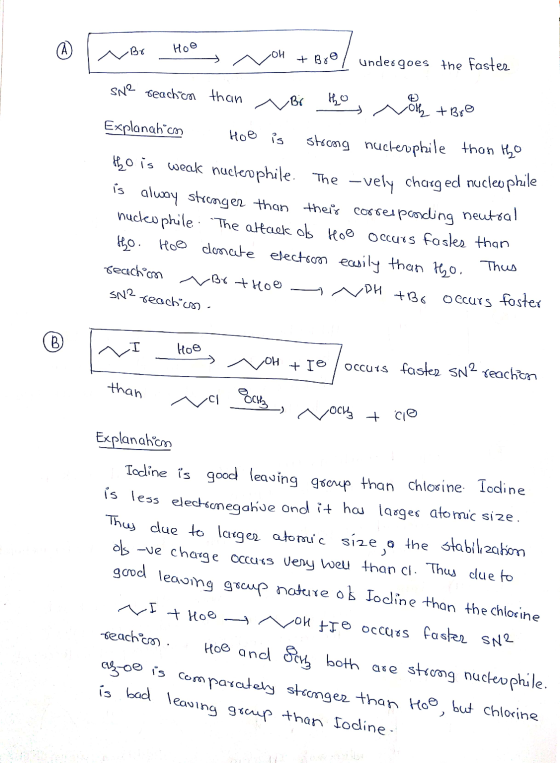 @ Br Hoe ou + Boo / undesgoes the faster she reaction than i Br the rol + Bro Explanahon Hoe is strong nucleophile than tho t
