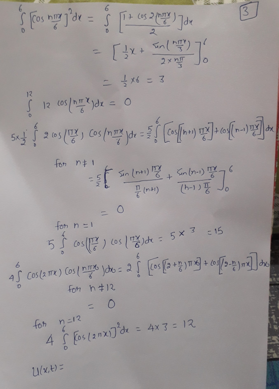 6. 6 3 S [Cos homelde s pros It cos2/0TH cos intereJode 0 o anlat) .xt 276 2xИТ 12 - 1 x6 = 3 S 12 Cos/nT ) dx = 0 sky $265(%