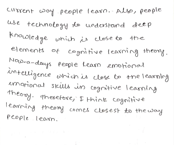 the elements current way people learn. Also, people use technology to understand deep Knowledge which is close to of cognitiv