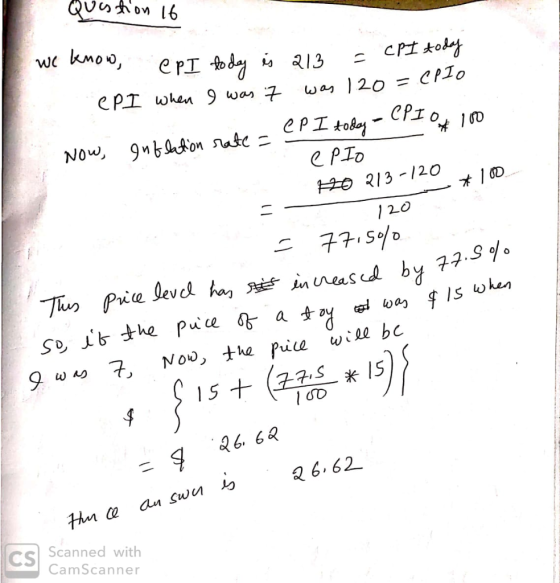 cv2 09 16 we know, I today is 213 = EPI today is 213 = CPI today ePT ал 9 0 1 0 1 20 = CP20 Now, Inflation rate = ep I today
