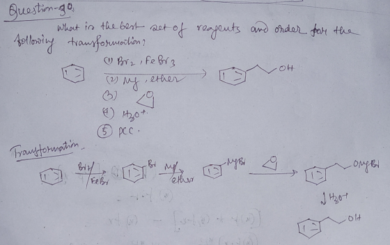 Question-go What is the best set of reagents and order for the following transformation ( Brz, Fe Brz (2) my, ether B) E) 163