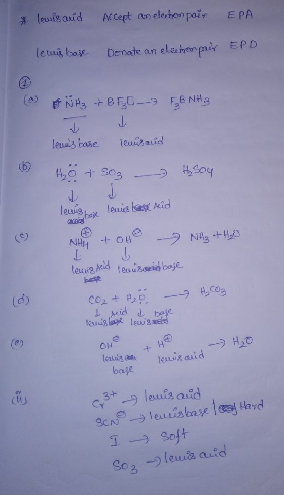 * lemis and Accept an election pour EPA lewis base Donate an electron pair EPD EB NH3 (a) o N H₂ + BE30 T 1 leuns base lenus