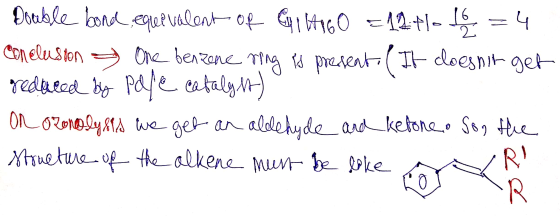 Double bond.equivalent of 941 64960 = 14+1-1 = 4 conclusion One benzene ring is presento (It doesnt get reduced by palle cat