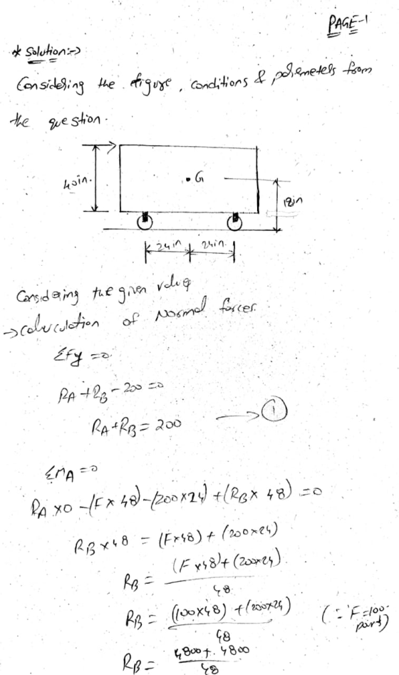 PAGE * Solution :) Considering the efiguse conditions & paiemeters from the question II •G 4oin. Karin find Considering the g