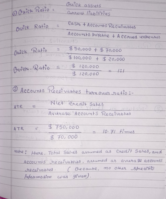 Quick assets Current liabilities To Quick Ratio Cash + ACCOUNTS Recceivables Quick Ratio Accounts payable + Accrued expenses