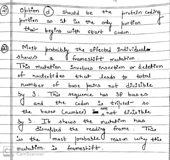 option d should be the protein coding portion as it is the only portion I that begins with start codon. | Most brobcibly the