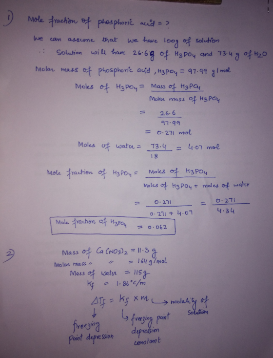 ue cam assume hat we have loo ofSalutor Solchon will have 266 g ot H3poy and 73-4 a =97-99 g l mee. Hapoy = Mass H3PCY Melan