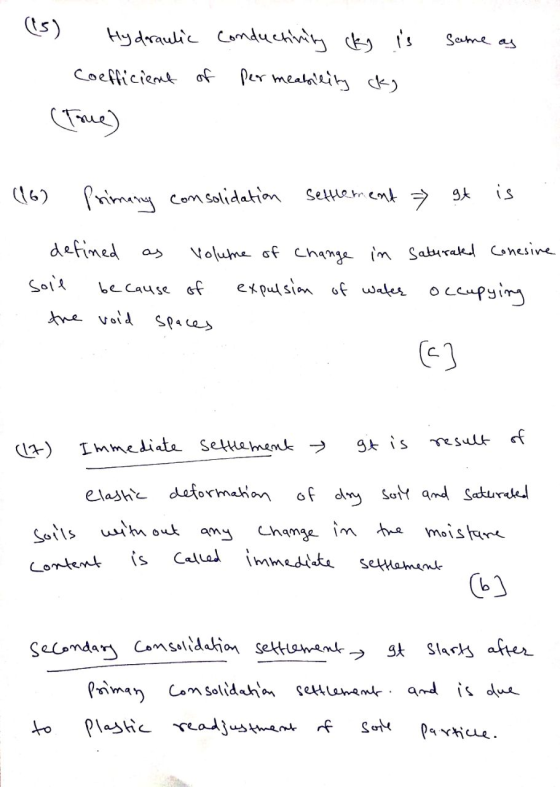 (15) Hydraulic 1. Coefficient of (True) conductivity cks is permeability cky same as (16) Primany consolidation settlement »