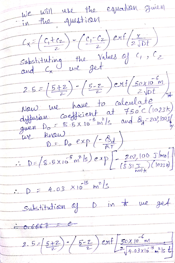 We will use the equation quien in the question (x+(9tce) -695-63) enf () substituting the values of a , la and C we get 2.5 =