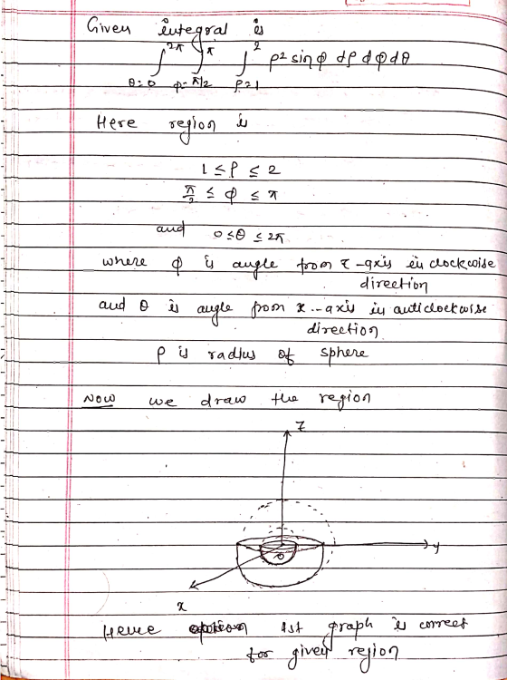 Given integral i 28 I p2sing de ao do 0:0 지고 .24 Here region isp sa 7 / 2 sasa and oso con where LJ ol and o augle from E-gxi