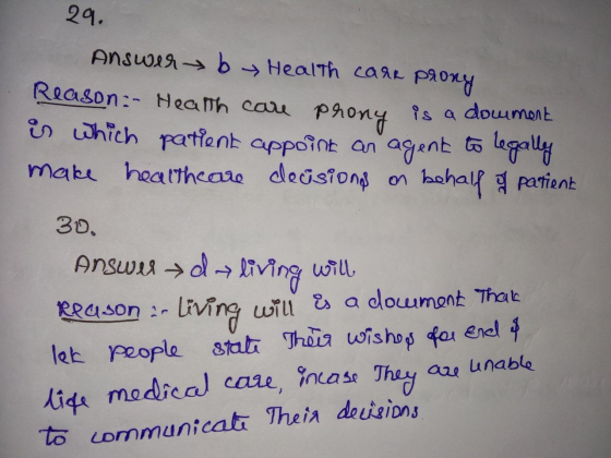 29. Answer by Health care prony Reason: Health care prony is a dowment is which patient appoint an agent to legally make heal