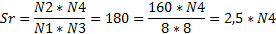 Sr_N2* N4 **N1* N3 = 180 = 160 * N4 = 8 = 2,5 * N4