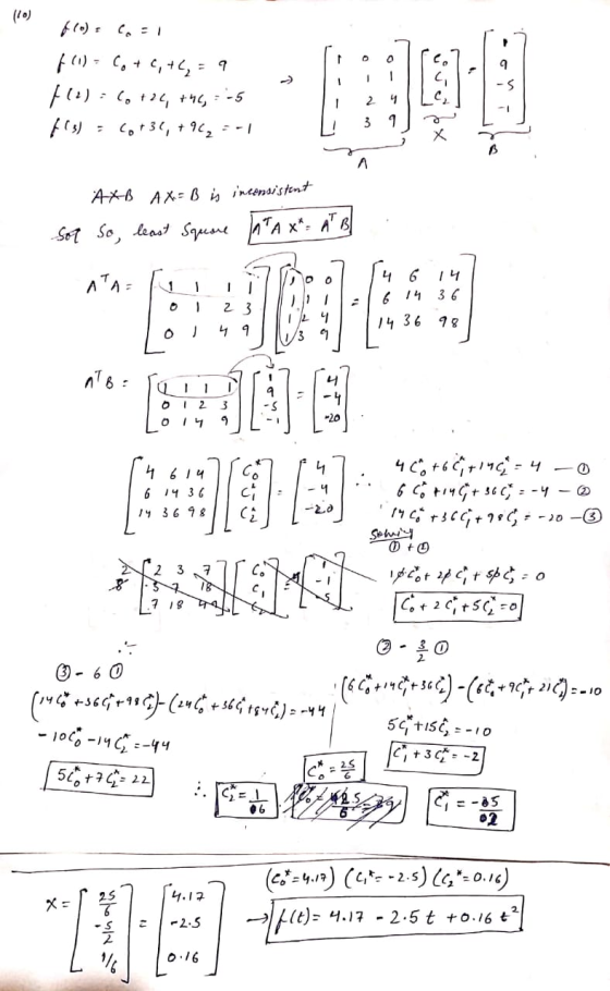 llo) |(1) - Co + C, +1, = 9 110): 60 +26, +46, 3-5 Fis) = 0+36, +96, --1 L 39 J? UN AXB AX = B is inconsistent ATAX- AT B .