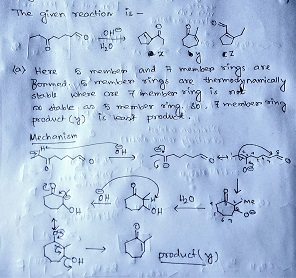 The given reaction - w 02 los Here 6 yewer and member rings are Rormed. s romler rings are thermodynamically sto but where a
