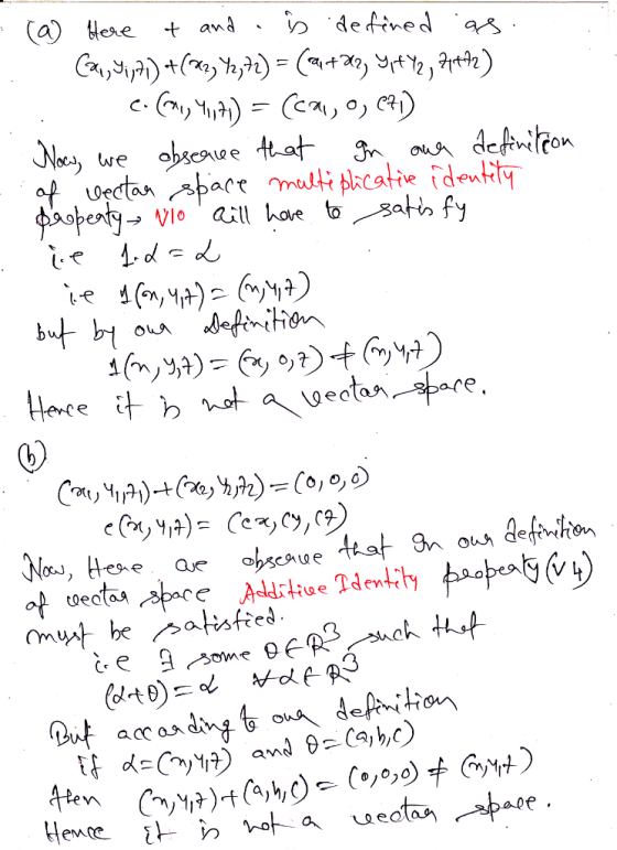 (a) Here & and is defined as.. Car Win7i) + (x2, 423+2) = (a + 22, Yrt Y2, 4412) c. (M1, 4,71) = (cal, 9, C71) Now, we absenc