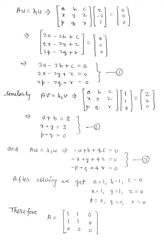 c Au=X, u = 1 1 x р ess у 2a - zb+ch 2 x - 2y + 1 - 1 [2p - 2q + a 29 - 2b+c=0 22 - 2y + z = 0 ap - 2q + r=0 J Av=du a b Tay