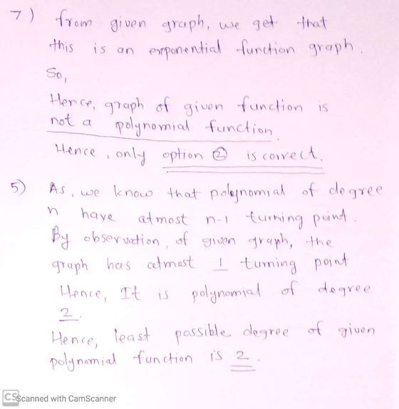 this is an So, not a turning point 7.) from given graph, we get that exponential function graph Hence, graph of given functio