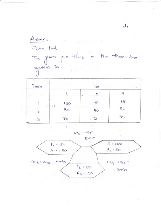 Given -thot floos in the three-Zone ive vorn To 오 3 l5 130 2 5 3 mer A,e 2-5凸 13 lmin 3min