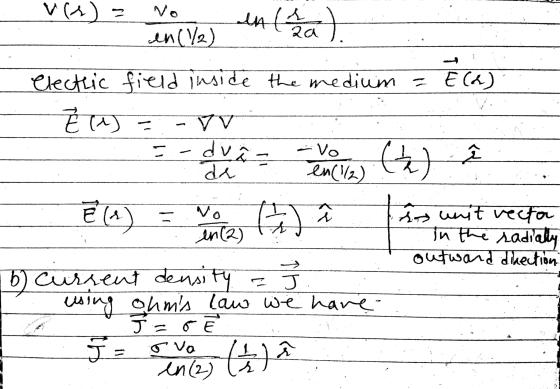 2 Vo en(/) vre) an (2) electric field inside the medium = E(2) È (1) - =-dva- vy - Vo de en(/) (*) vi d Vo en (2) hay unit ve
