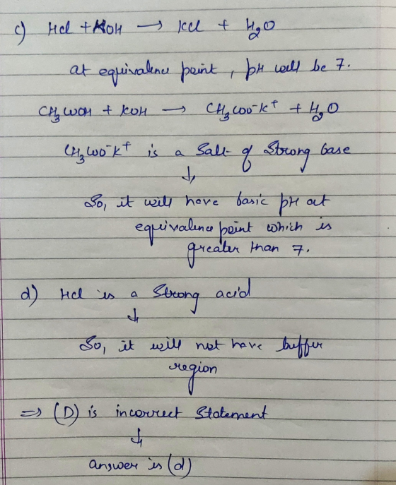 g red + Alol - Ill & H₂O at equivalence point, pH wall be 7. CA won t kon – CH₂ cookt +40 CH₂ workt is a salt- of Strong base