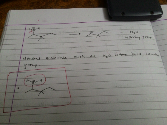 CS + H₂O leaving group molecule such an Nentral I group. H₂O inato good bearing H
