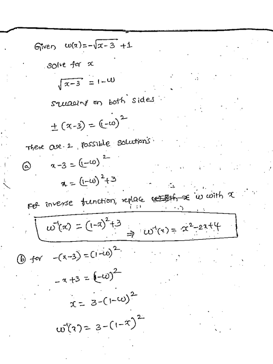 Given Wal=-12-3 +1 . solve for a w v 2-3 squaeing on both sides +(2-3) = (-60)2 There are 2 Possible solutions 2-3- (-40).-