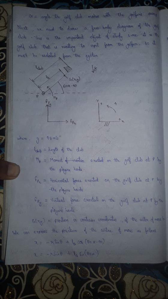 az apple the golf club makes with the golferie arme Next, we need to draw a free-body diagram of the goll dob This is the imp