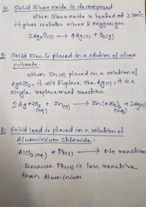 2 Solid Silves oxide is dle composed netende. es) s gelid lead ds plaied iosolkelton ot Alumcniun cheride thar Alum inium