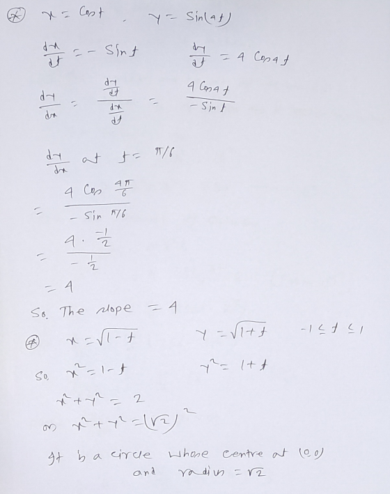 n = Cost YT- Sin(at) dt -- Sint at sha = 4 Conat dy at dn dd a Conat - Sint da dy to T/ da 4 Coo AM 6 c Sin 5/6 - 1 - 2 pl =